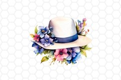 Floral Watercolor Hat Clipart