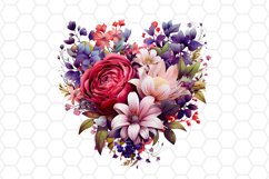 Floral Watercolor Heart Cliparts