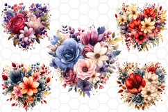 Floral Watercolor Heart Cliparts