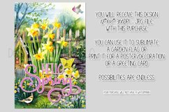 Spring Garden Flag Sublimation Design, Daffodil Scenery, d1 Product Image 2