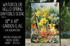 Spring Garden Flag Sublimation Design, Daffodil Scenery, d2 Product Image 1