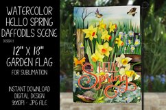 Spring Garden Flag Sublimation Design, Daffodil Scenery, d3 Product Image 1