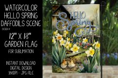 Spring Garden Flag Sublimation Design, Daffodil Scenery, d4 Product Image 1