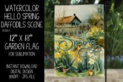 Spring Garden Flag Sublimation Design, Daffodil Scenery, d5 Product Image 1