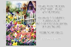 Hello Spring Garden Flag Sublimation Design, Flowers &amp; Birds Product Image 2