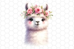 Floral Watercolor Llama Clipart Llama Sublimation PNG