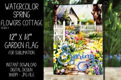 Spring Garden Flag Sublimation Design, Flowers Cottage, d3 Product Image 1