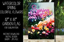 Spring Garden Flag Sublimation Design, Colorful Flowers Product Image 1