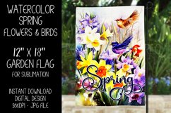 Spring Garden Flag Sublimation Design, Birds and Flowers Product Image 1