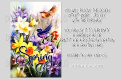 Spring Garden Flag Sublimation Design, Birds and Flowers Product Image 2