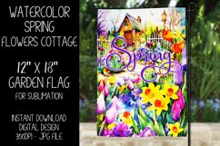 Spring Garden Flag Sublimation Design, Flowers Cottage, d1 Product Image 1
