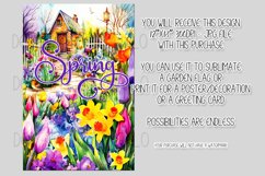 Spring Garden Flag Sublimation Design, Flowers Cottage, d1 Product Image 2