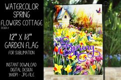 Spring Garden Flag Sublimation Design, Flowers Cottage, d2 Product Image 1