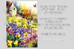 Spring Garden Flag Sublimation Design, Flowers Cottage, d2 Product Image 2