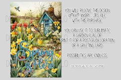 Spring Garden Flag Sublimation Design, Cottage and Flowers Product Image 2