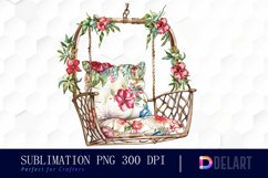 Floral Swing Chair Watercolor Clipart Product Image 1