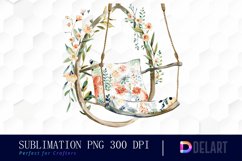 Floral Swing Chair Illustration Clipart Product Image 1