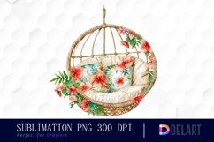 Floral Swing Chair Watercolor Clipart Product Image 1