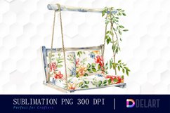 Floral Swing Chair Watercolor Clipart Product Image 1