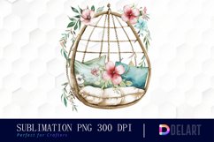 Floral Swing Chair Watercolor Clipart Product Image 1