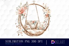 Floral Swing Chair Watercolor Clipart Product Image 1