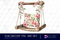 Floral Swing Chair Watercolor Clipart Product Image 1