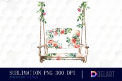 Floral Swing Chair Watercolor Clipart Product Image 1