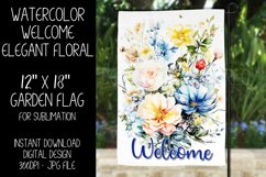 Welcome Garden Flag Sublimation Design, Elegant Floral Product Image 1