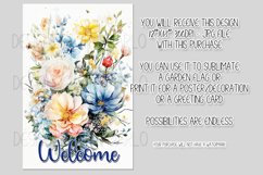 Welcome Garden Flag Sublimation Design, Elegant Floral Product Image 2