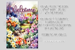 Welcome Garden Flag Sublimation Design, Pretty Spring Garden Product Image 2