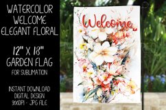 Welcome Garden Flag Sublimation Design, Elegant Floral Product Image 1
