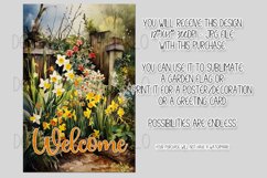 Spring Welcome Garden Flag Sublimation Design, Daffodils, d1 Product Image 2