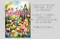 Welcome Garden Flag Sublimation Design, Tulip Garden, d1 Product Image 2