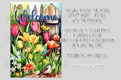 Welcome Garden Flag Sublimation Design, Tulip Garden, d2 Product Image 2