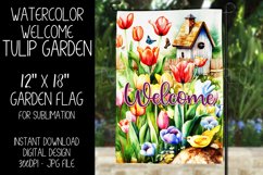 Welcome Garden Flag Sublimation Design, Tulip Garden, d4 Product Image 1