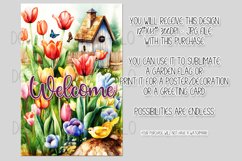 Welcome Garden Flag Sublimation Design, Tulip Garden, d4 Product Image 2