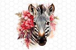 Floral Watercolor Zebra Clipart Sublimation