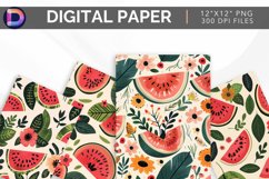 Floral Watermelon Digital Paper Product Image 1
