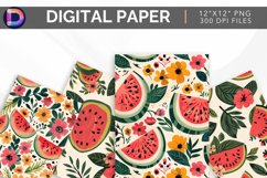 Floral Watermelon Digital Paper Product Image 1