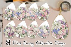Earring teardrop sublimation design floral bouquet Product Image 1