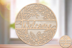 Floral Welcome Sign Hanger Laser Cut SVG Product Image 1