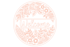 Floral Welcome Sign Door Hanger Laser Cut SVG Product Image 2