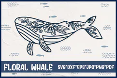 Floral Whale SVG. Ocean Animal Png Clipart. Product Image 1