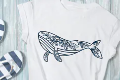 Floral Whale SVG. Ocean Animal Png Clipart. Product Image 2