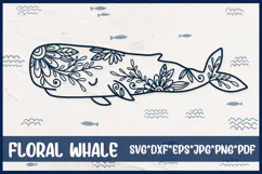 Floral Whale SVG. Ocean Animal Png Clipart. Product Image 1