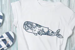 Floral Whale SVG. Ocean Animal Png Clipart. Product Image 2