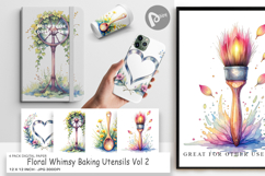 Floral Kitchen Tools Digital Paper Product Image 1