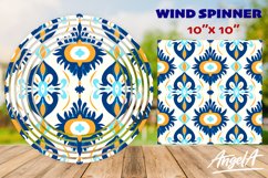 Floral wind spinner sublimation, geometric pattern, blue Product Image 1