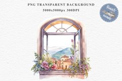 Floral Window Flowers Clipart PNG Scrapbooking Nursery Art Watercolor Transparent wedding invitation shirt designs sublimation printable bloom architecture  watercolor floral dried hanging herbs flowers clipart, sublimation nursery, wedding invitation
