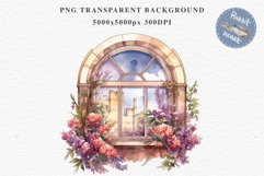Floral Window Flowers Clipart PNG Scrapbooking Nursery Art Watercolor Transparent wedding invitation shirt designs sublimation printable bloom architecture  watercolor floral dried hanging herbs flowers clipart, sublimation nursery, wedding invitation